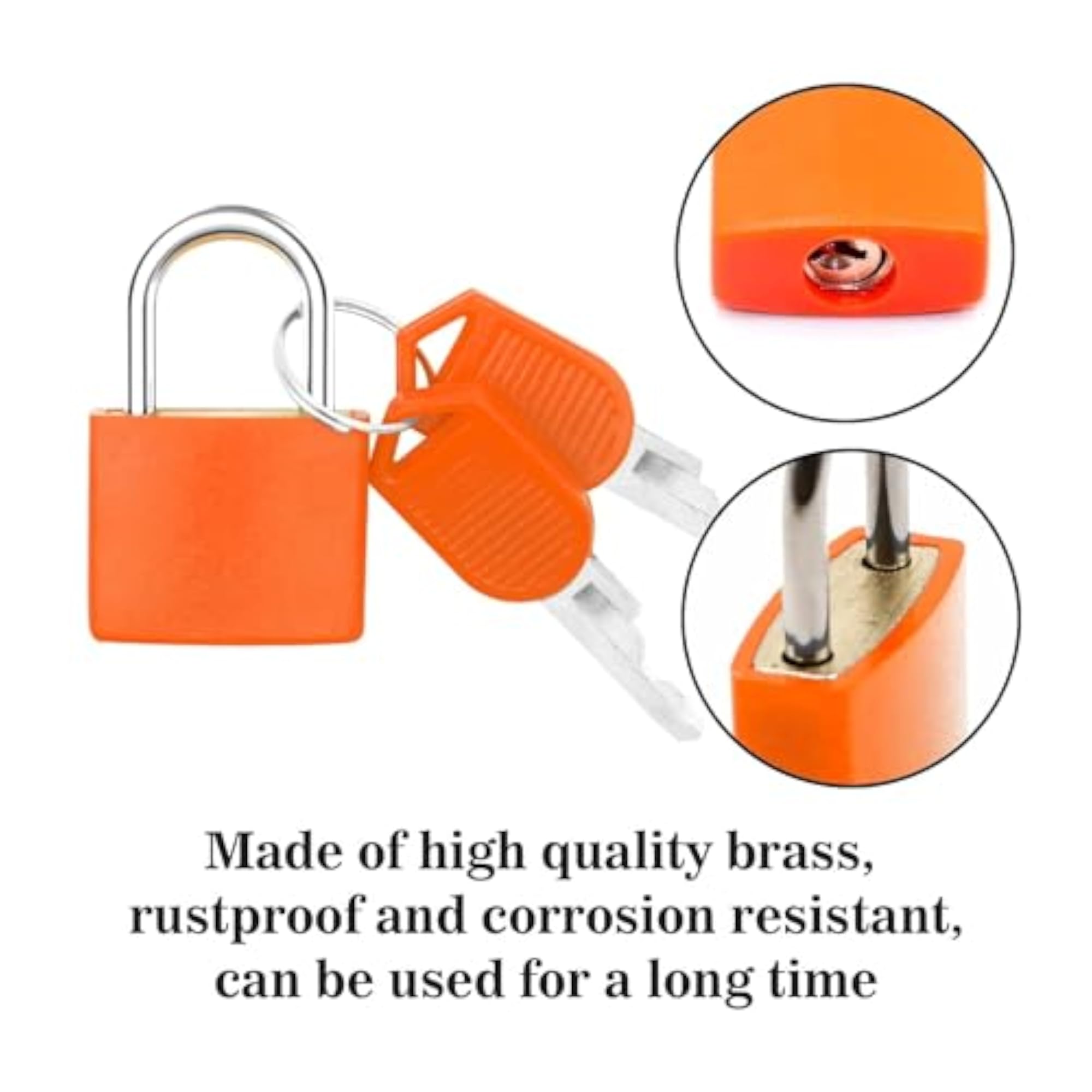 Mini Keyed Padlock for Luggage, Copper Metal Travel Lock