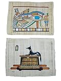 Œil du dieu HORUS ET DIEU ANUBIS : deux symboles fondamentaux de l'Égypte ancienne ; Horus représente la protection et le pouvoir, Anubis est le dieu chacal de la momification et de l'au-delà.