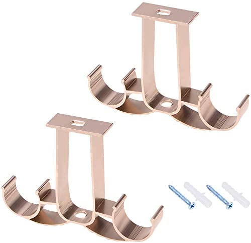 XYWHPGV Curtain Rod Bracket Aluminum Alloy Double Holder Support for 26mm - 28mm Drapery Rod, 115 x 78 x 18mm Rose Golden 2 Pcs(87b4f cc2d6 22731 eacbe 353f1 f728a