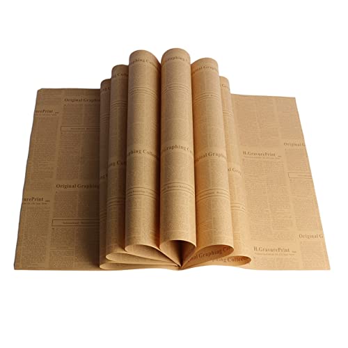 JK Home 20 hojas de papel de regalo para periódicos de 50 x 70 cm, papel de embalaje marrón vintage con inglés, ideal para manualidades, regalos de floristería Cover