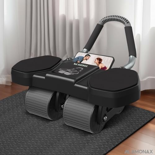 Amonax Bauchtrainer, Bauchroller Bauchmuskeltrainer, Vier-Rad Ab Wheel Mit Ellbogenstütze, Automatischer Ab Roller Für Bauchmuskel Trainingsgeräte,Gym Bauch Roller Trainer Für Männer Und Frauen