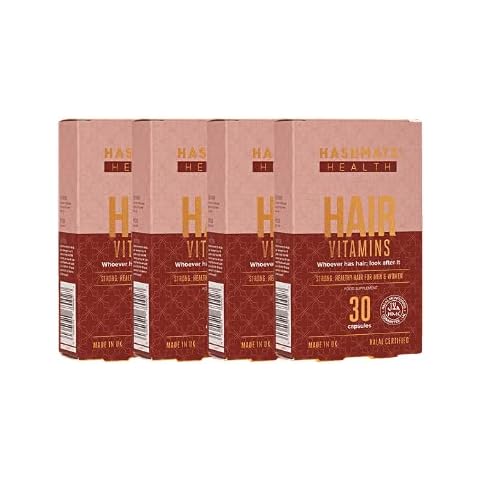 HASHMATS Health Hair Vitamins Bundle (30x4 Capsules) | Halal & Vegan Certified Supplement Biotin, Amino Acids & More | 100% Alcohol Free | Gelatin Free Cover