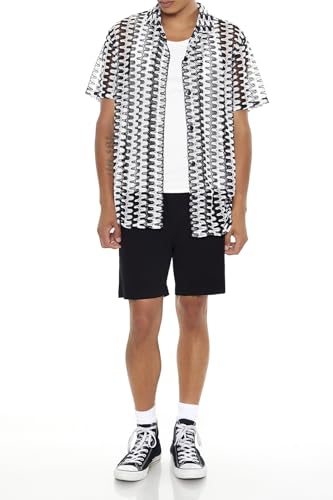 Chemise à col cubain en zigzag avec motif graphique texturé