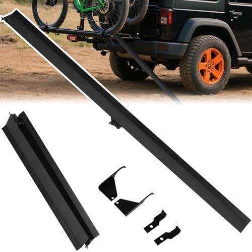 Upgraded Bike Rack Loading Ramp, Mopeds Ramps, Foldable E-Bike Ramp, Bridge, Compatible with Various Vehicle-Mounted Bicycle Racks Suitable Holds Up to 150 LBS with Two Types of Hooks