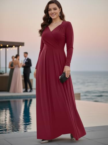 Image of KOH KOH Womens Long Sleeve Empire Cocktail Elegant Evening Versatile Maxi Dress