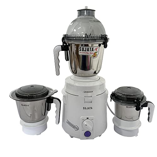 Sujata Dynamix DX Mixer Grinder, 900W, 3 Jars (White,Plastic