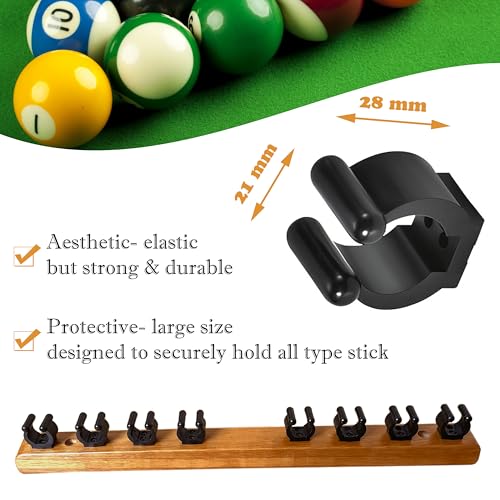 GACCO BILLIARDS Wall-Mounted Pool Stick Holder, All Handicraft Hardwood Rack for 8-Cue Storage, Billiard Accesories Organizer (MAHOGANY)