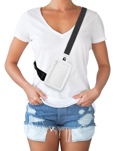 Peicees Mini Sling Bag for Men Women Crossbody Bag Travel Running Phone Daypack Shoulder Bags, White