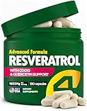 Resveratrol Supplement 1800mg with CoQ10 & Quercetin Support – Vitamin E & C (Calcium Ascorbate) – Antioxidant for Enhanced Energy, Heart Health & Healthy-Aging Support Trans Resveratrol 180 Capsules