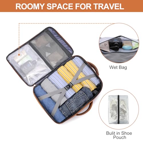 Image of EZUOLA Carry On Backpack for Women,Travel Laptop Backpack Airline Approved,Underseat Personal Item Travel Bag With Shoe Compartment, Casual Daypack Gifts for Friend Weekend Business College,Brown