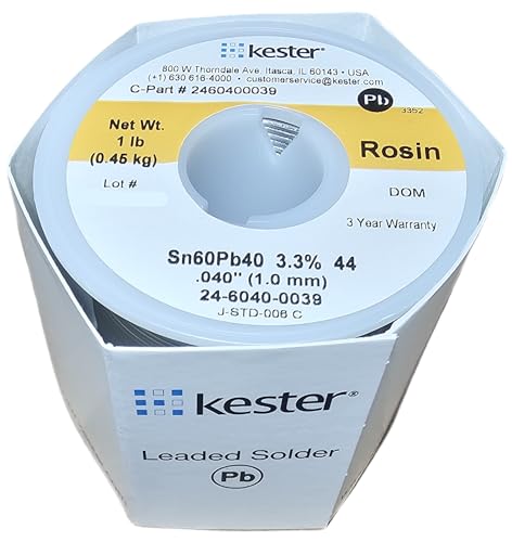 Kester 44 Lead Solder Wire - +682 F Melting Point - 0.04 in Wire Diameter - Sn/Pb Compound - 40 % Lead - 24-6040-0039 [PRICE is per POUND] by Kester