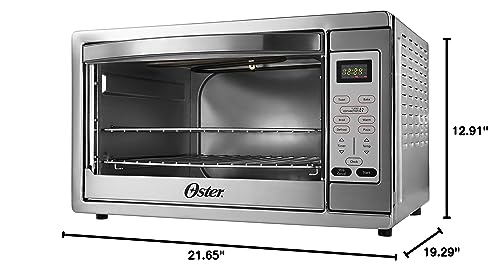 Oster Toaster Oven, 7-in-1 Countertop Toaster Oven, 10.5" x 13" Fits 2 Large Pizzas, Stainless Steel