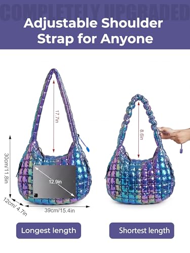 Image of Puffer Quilted Tote Bag for Women Nylon Crossbody Bags Puffy Purse Hobo Large Shoulder Bag Trendy