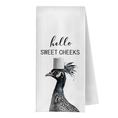GCFET Peacock Gifts Hand Towels - Peacock Decorative Waffle Bathroom Towels, Funny Bathroom Hand Towels, 16 X 24
