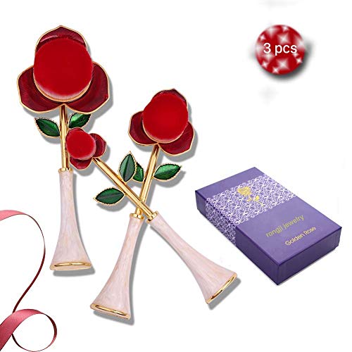 Rose Foundation Makeup Brush Set - 3pcs Premium Cosmetic Brushes Including Foundation Brush, Blush Brush, Facial Brush, Precious Gift for Sister, Mom, Wife and Girlfriend