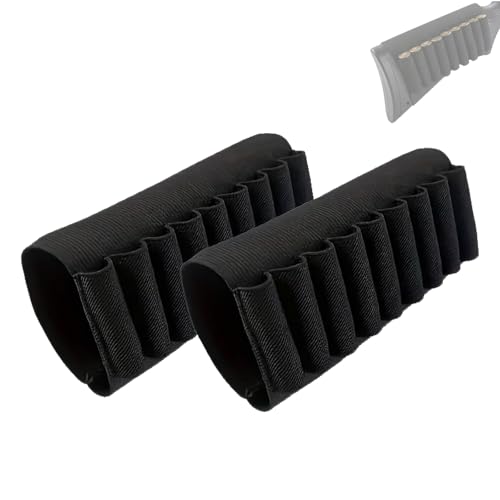 Portacartuchos para Escopeta de 2 Unidades y 9 Cartuchos, Funda Táctica de Nailon Elástico para Munición, para Cartuchos de Calibre 12/20, Apta para Airsoft y Caza