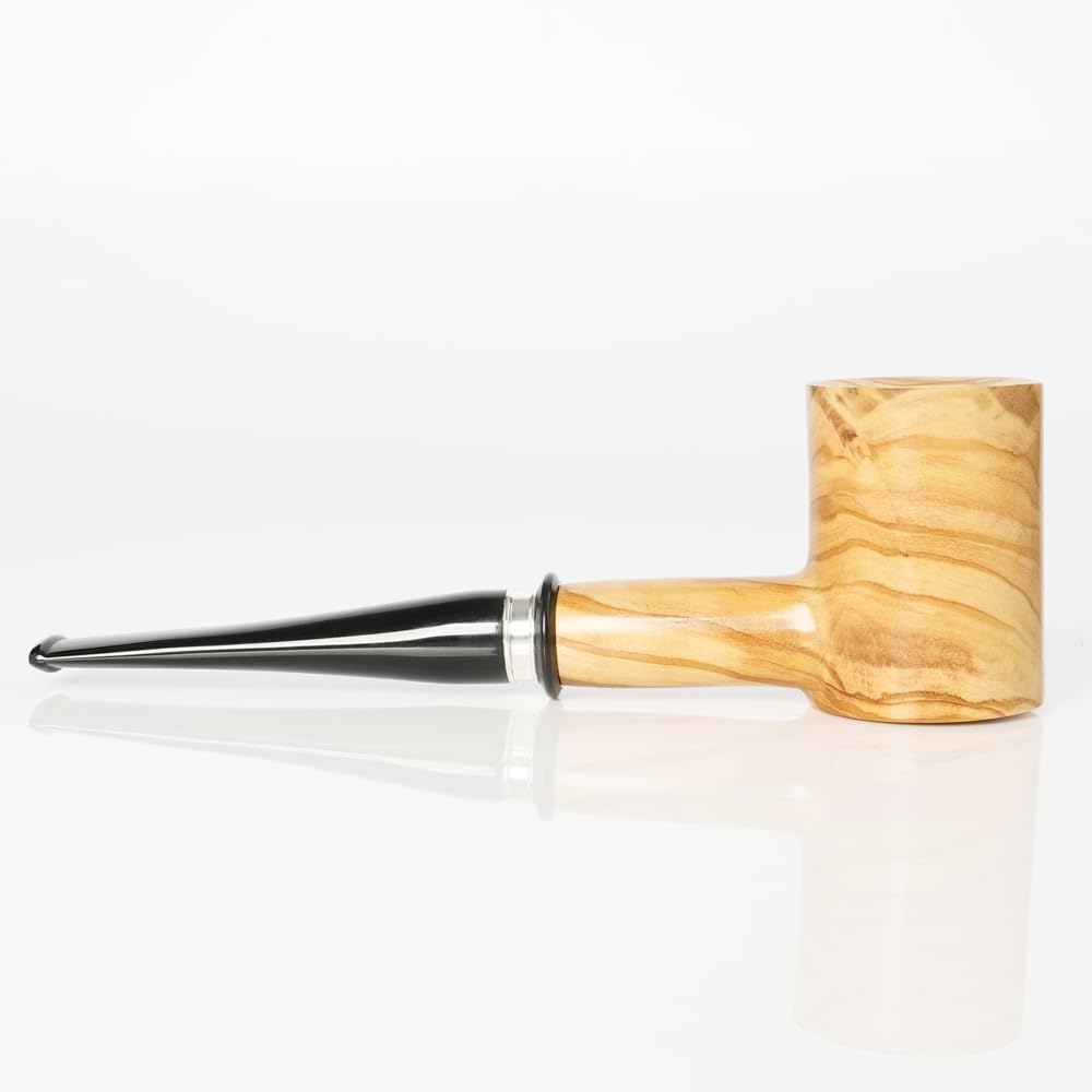 Heysong Pipes Handmade in Olive Wood Pipe - Smooth Design Collectible HSAB0001