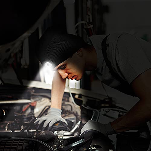Oumeiou New Warm Bright LED Lighted Beanie Cap Unisex Rechargeable Headlamp Hat Multi-color