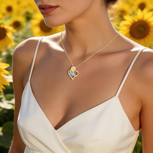 MONOOC Sunflower Gifts for Women - December & August Birthstone Necklace — view 2