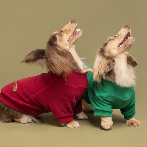 Image of Fitwarm 3 Pack Classic Fleece Dog Sweater, Christmas Dog Winter Clothes for Small Dogs Boy Girl, Holiday Pet Apparel, Burgundy Red, Green, Navy Blue, XXL