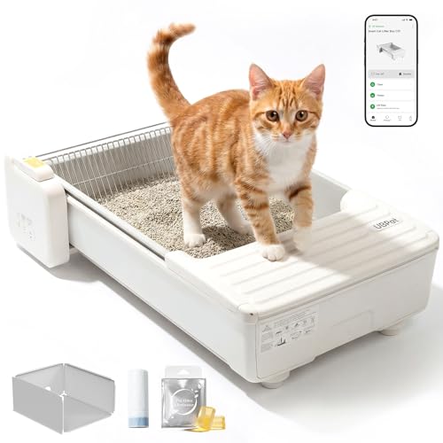 UBPET C31 Lettiera Autopulente per Gatti, Lettiera Aperta Autopulente con Controllo App, Deodorizzatore, Sistema a Doppio Rastrello, Grande Capacità, per Più Gatti