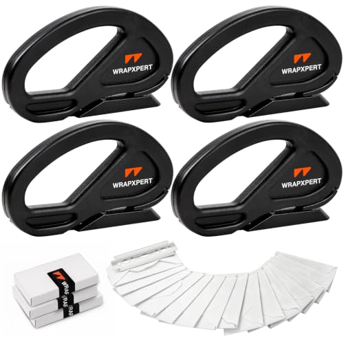 Image of WRAPXPERT Wrapping Paper Cutter 4Pack (19 Blades), Vinyl Cutter Car Wrap Cutting Tool Snitty Safety Vinyl Film Cutter with Razor Blade for Window Tint, Car Wrap