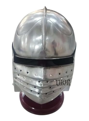 THOR INSTRUMENTS Viking Helmet For Party Costumes Medieval Knight Armor Crusader Templar Helmet With Stand Sca Larp Warrior Costumes Comfortable