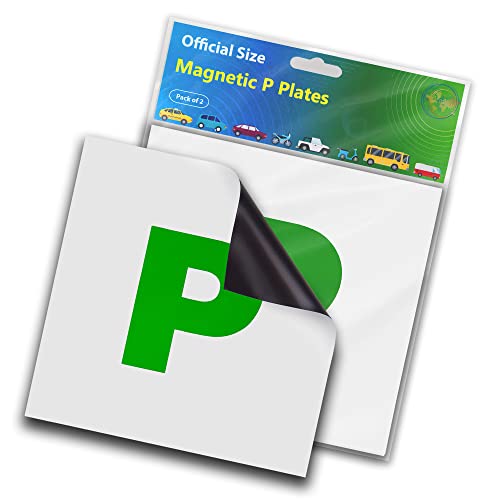 The Wise Traveller P Plates - Pack of 2 magnetic p plates new driver UK, car essentials new driver sign for the front and rear of the vehicle