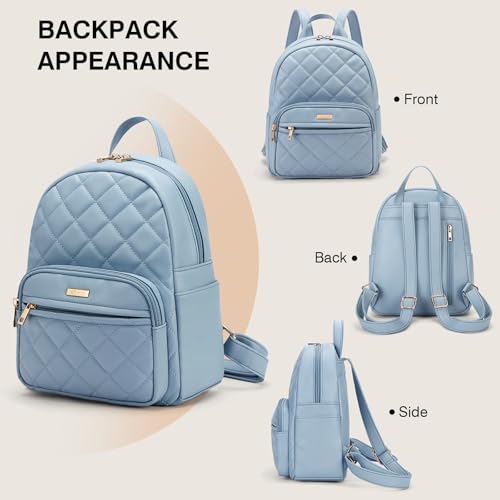 Image of Marvolia Mini Backpack Vegan Leather Small Backpack, Light Blue