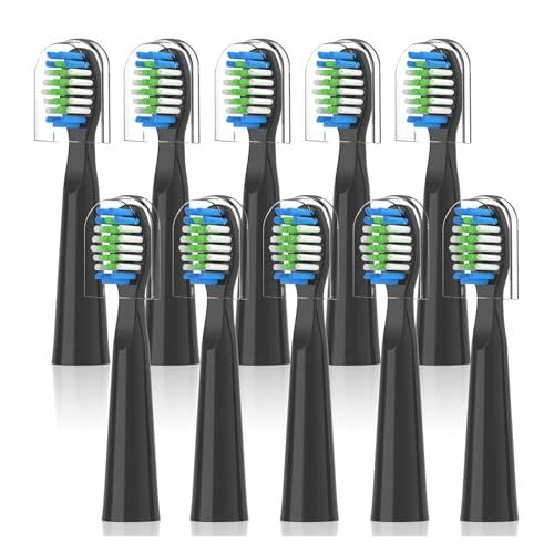 10PCS FW-E11 E10 E6 D7S Electric Toothbrush Replacement Brush Heads,Compatible for Fairywill, E11 Electric Toothbrush(10PCS Black)