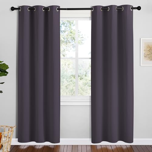 Image of NICETOWN Greyish Purple Blackout Curtains 72 inches Length for Play Room, 2 Panels, 34 inch Wide, Thermal Insulated Decoration Drapes for Window