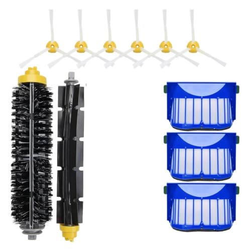 PPVWEY Accessoires d'aspirateur pièces de Rechange, compatibles avec Roomba, Kit de Remplacement de Nettoyeur série 675 650 690 600, Brosse latérale à Poils, Filtre HEPA(QHui)