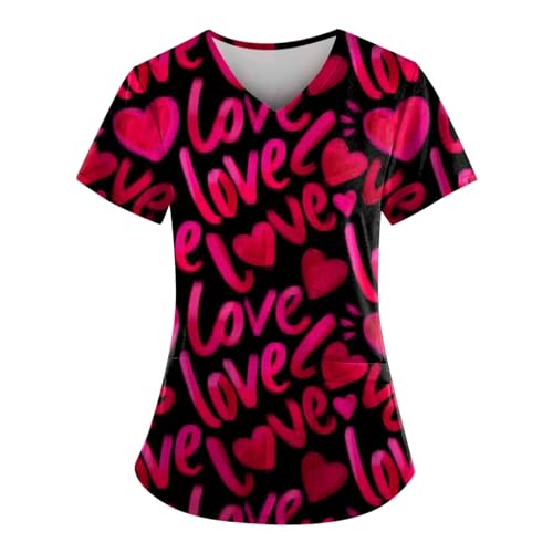 OIOLOYJM Printed Scrub Tops Women Short Sleeve V Neck Plus Size Scrubs for Womens Nursing Uniforms Shirts with Pockets