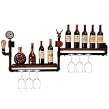 [MATÉRIAUX DE QUALITÉ ET BONNE FABRICATION] Le casier à vin est en bois de pin et en fer.Il est fait de bois de pin de haute qualité.Il est résistant et durable.Il a un toucher chaud et une texture fine.Il est assorti au fer forgé, et il est plus à la mode, superposé et placé.