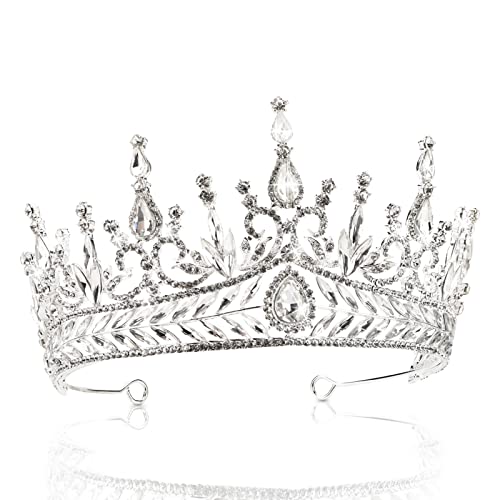 Xakay Diadème baroque en cristal - Couronne de reine - Couronne de mariage - Couronne de princesse - Pour femme et fille - Cadeau de Noël pour femme Pour mariage bal de fin d'année fête d'anniversaire Cover