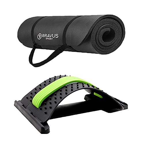 Kit Tapete de Yoga Preto com Alças + Suporte de Coluna