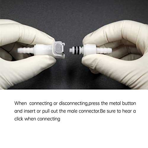 Bbtus 2Pcs 1/8" 3/16" Plastic Hose Barb Quick Connect Fittings, Quick Shut-Off Tube Connector, Valved -In Quick Coupling (2 Male+ 2 Female) (3/16") #TOP4