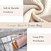 JUYANO Grand Sac a Main Femme, Imperméable Sac de Plage Femme XXL avec Fermeture Éclair et Poches, Polyvalent Grand Beach Tote Bag pour Shopping, Voyage, Piscine 45L #3