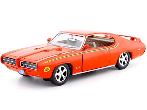1969 Pontiac GTO, Naranja, escala 1:24 modelo diecast miniatura 3