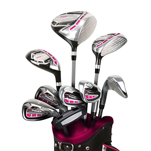 Powerbilt Pro Power Tall Golf Clubs for Women Right Handed, Complete Golf Club Set with 460cc Driver, Fairway Wood, Hybrid, Irons, Blade Putter, Stand Bag, Head Covers