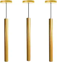 Kit 3 Pendente Tubo Cilindro Alumínio 30cm (Dourado)