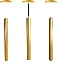 Kit 3 Pendente Tubo Cilindro Alumínio 30cm (Dourado)