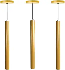 Kit 3 Pendente Tubo Cilindro Alumínio 30cm (Dourado)