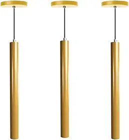 Kit 3 Pendente Tubo Cilindro Alumínio 30cm (Dourado)