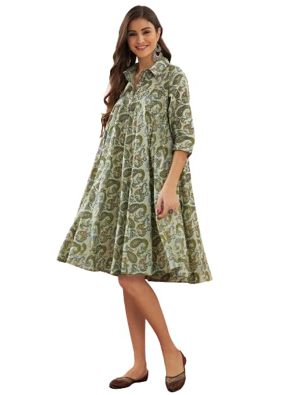 Highlander Women's Rayon Floral Printed Flared Western Dress | One Piece Dress for Women in multi