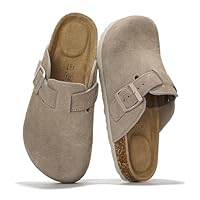 Project Cloud Tamancos femininos de couro genuíno - Pantufas femininas com suporte de arco de espuma viscoelástica - Sandálias femininas modernas sem cadarço (Benton), Camurça cinza escuro, 10 Wide