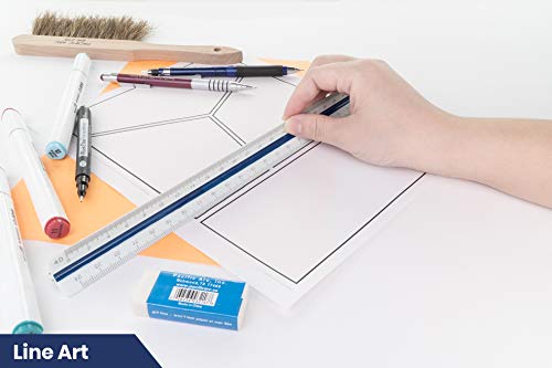 Pacific Arc Engineer Triangle Scale Ruler 12 Inch With Etched Markings In Fully Divided 10, 20, 30, 40, 50, And 60 Parts To The Inch #TOP5