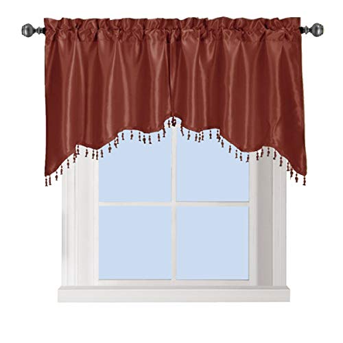 sheetsnthings Soho Swag Decorative Trim Window Valance for Kitchen (Pair, 70x30) Rod Pocket Living Room Valance, Solid Rust
