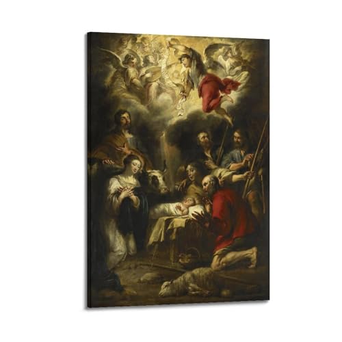 Poster Jan Cossiers L'Adoration des Bergers 1657 art religieux classique 50x75 cm