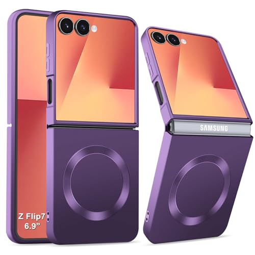 Coque de protection pour Samsung Galaxy Z Flip 7 mate violette compatible MagSafe